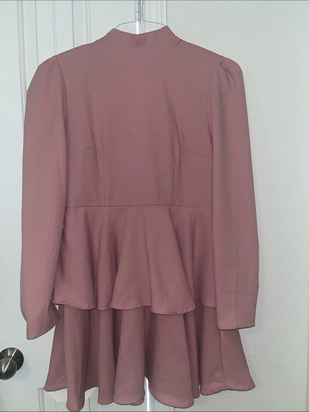 PrettyLittleThing Mauve Long Sleeve Peplum Tiered Dress